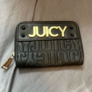 Vintage Juicy Couture Black Wallet with Gold Accents